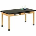 Diversified Spaces Table, w/Compartments, Laminate, WoodLegs, 60inx30inx36in, Oak/BK DVWC714LBBK36N
